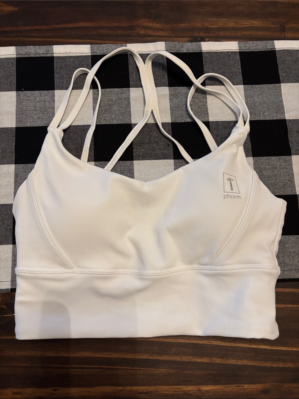 1st Phorm ribbed white fitness bra small